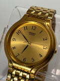 Seiko V701-6K69 Men's Quartz Gold Tone Dial 34mm Gold Tone Watch Vintage 1993