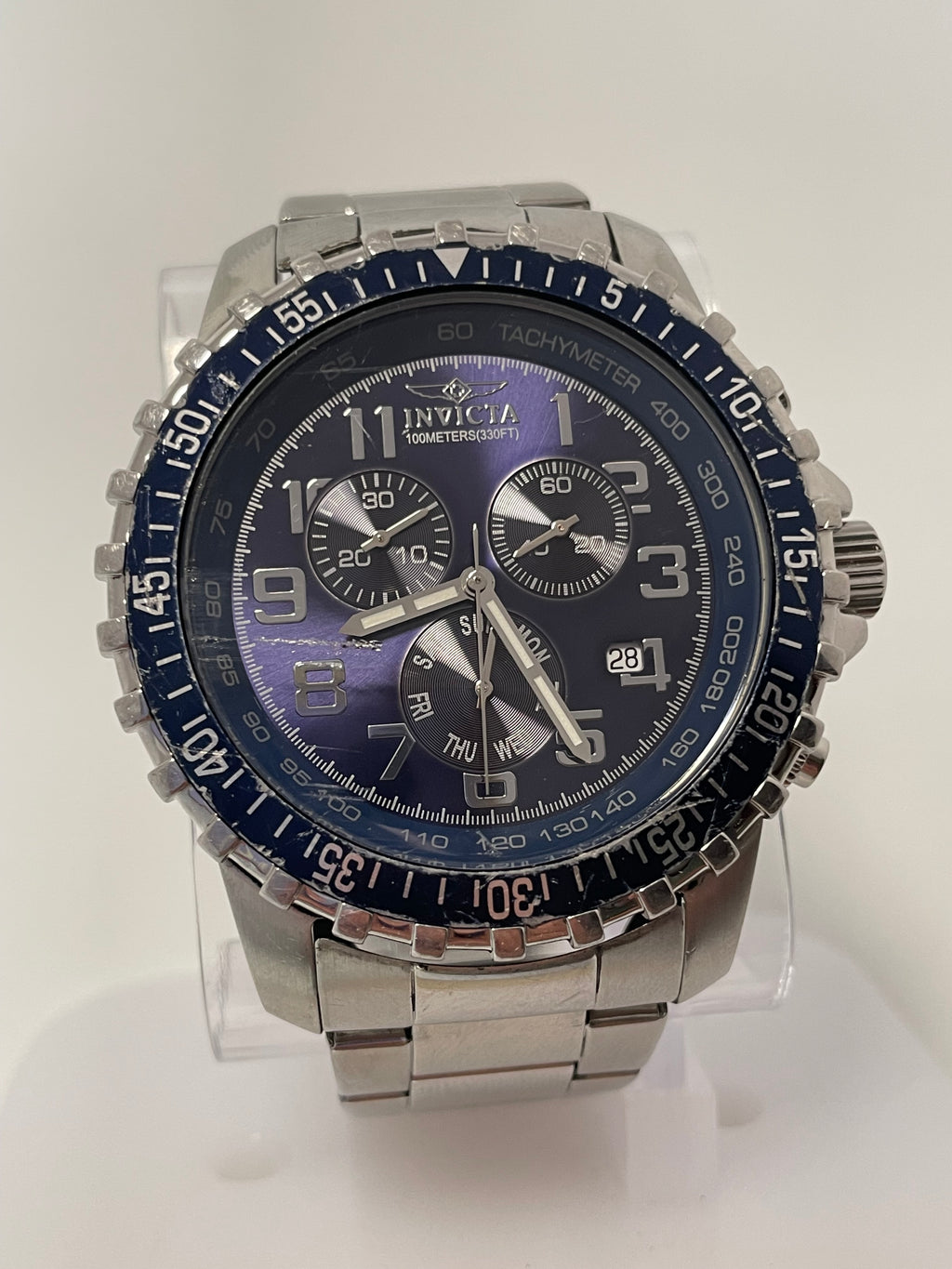 Invicta 6621 Men's 45mm Specialty Chronograph Blue Dial Silver Tone SS Watch