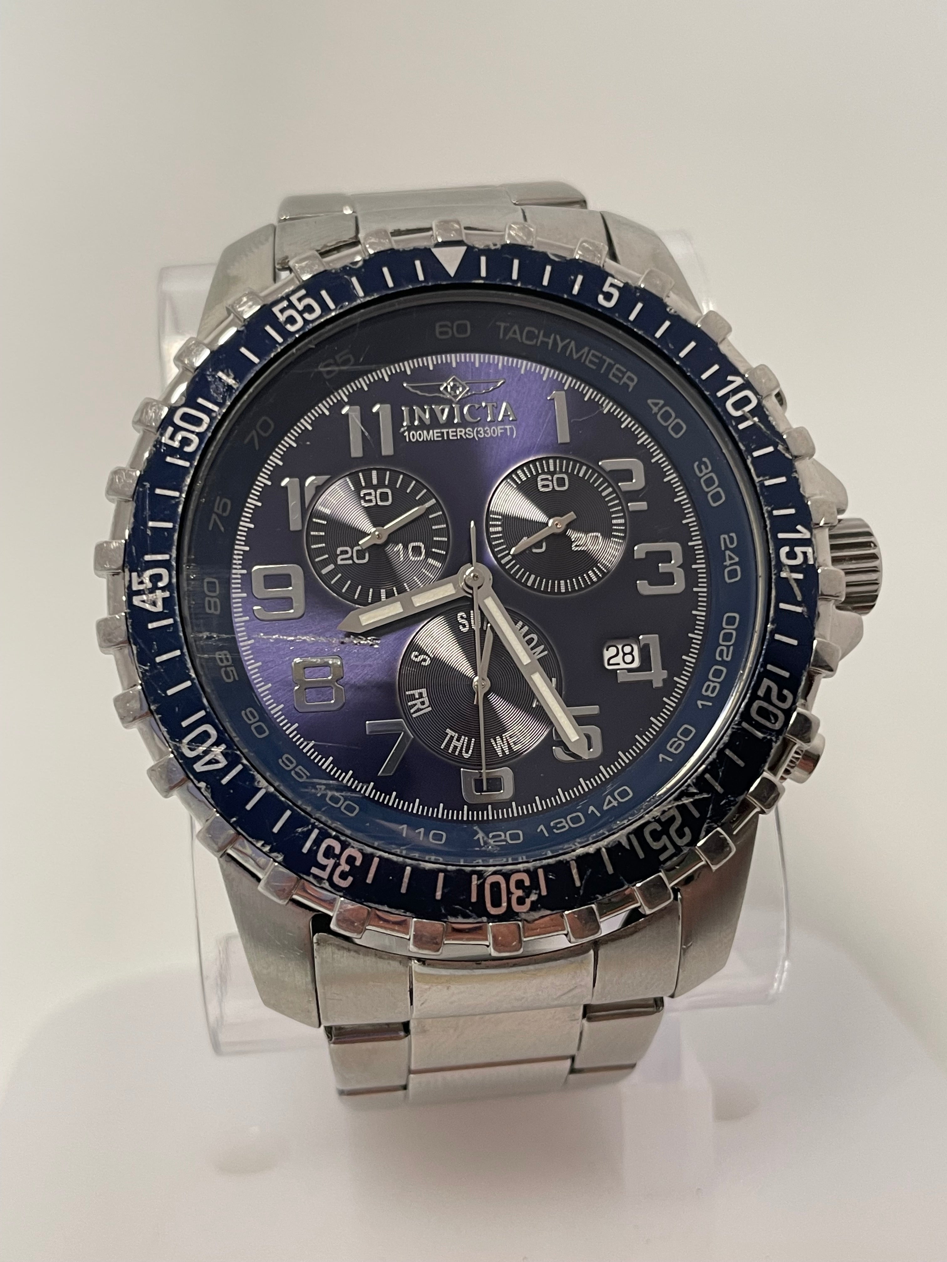 Invicta 6621 Men's 45mm Specialty Chronograph Blue Dial Silver Tone SS Watch