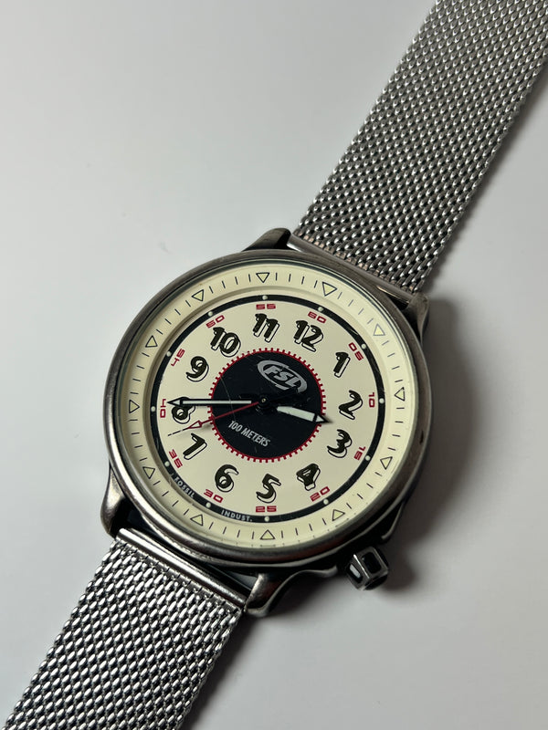 Fossil Men’s Quartz Watch Cream Dial Metal Mesh Strap