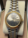 Seiko 7n43-6a09 Men’s Quartz Watch 36mm Gray Dial Two Tone Daydate