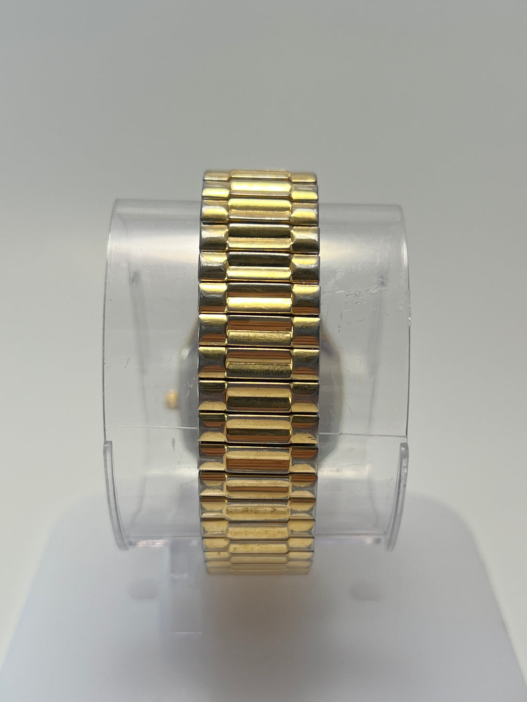Armitron Watch Men 30mm Champagne Dial Gold Tone Daydate Rectangle