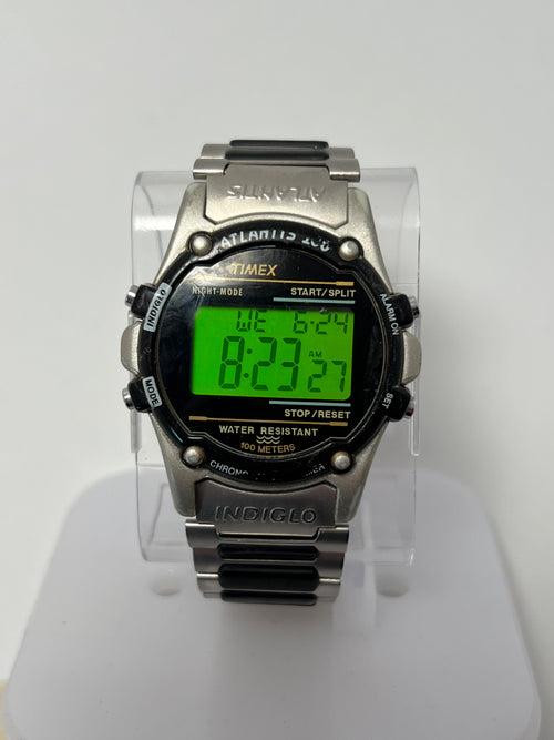 1993 Timex Atlantis 100 Indiglo Digital Watch Mens 40mm Chrono Alarm