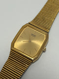 Seiko 6530-5350 Quartz Tank-Style Watch Unisex Gold Tone
