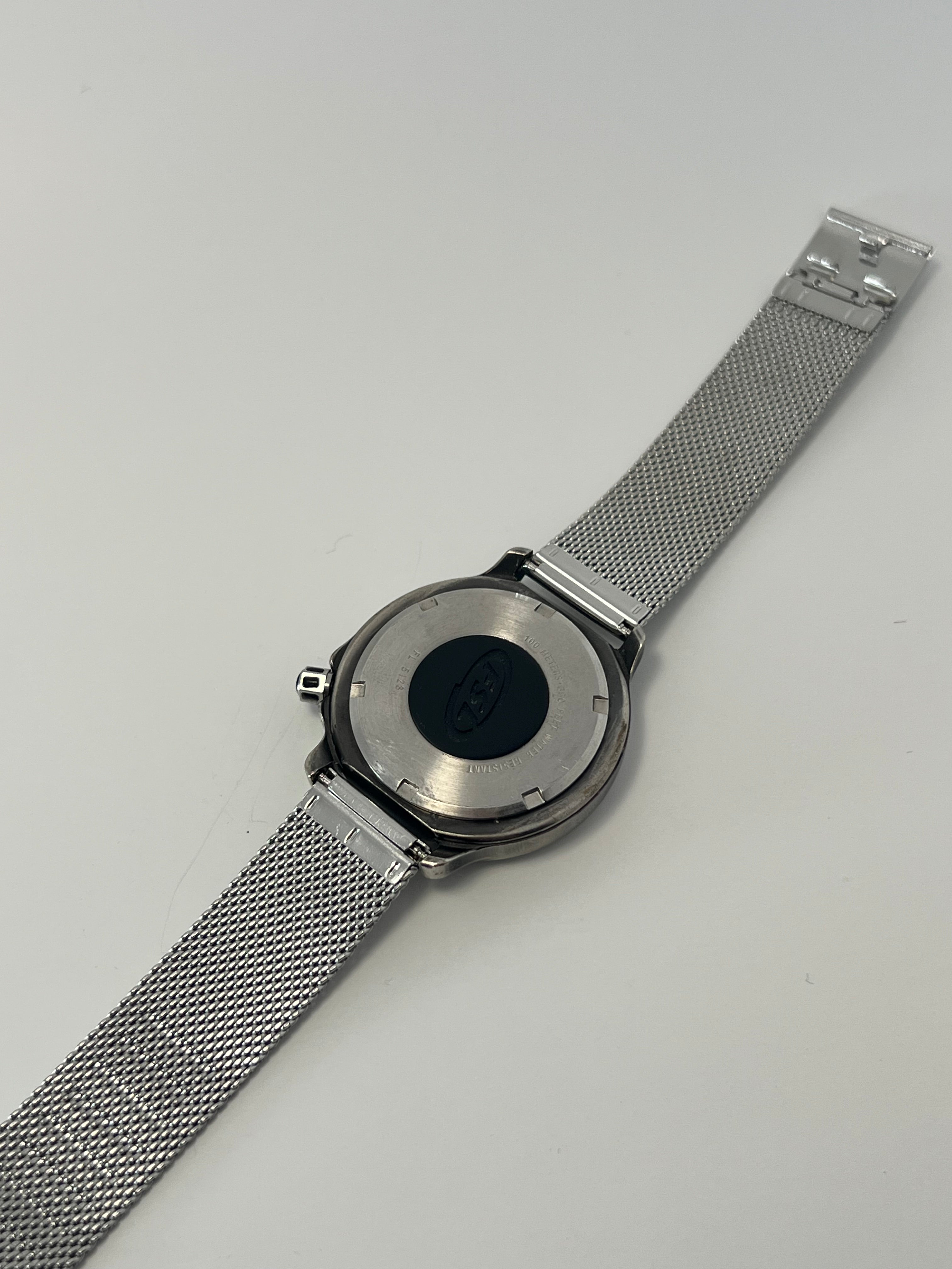 Fossil Men’s Quartz Watch Cream Dial Metal Mesh Strap