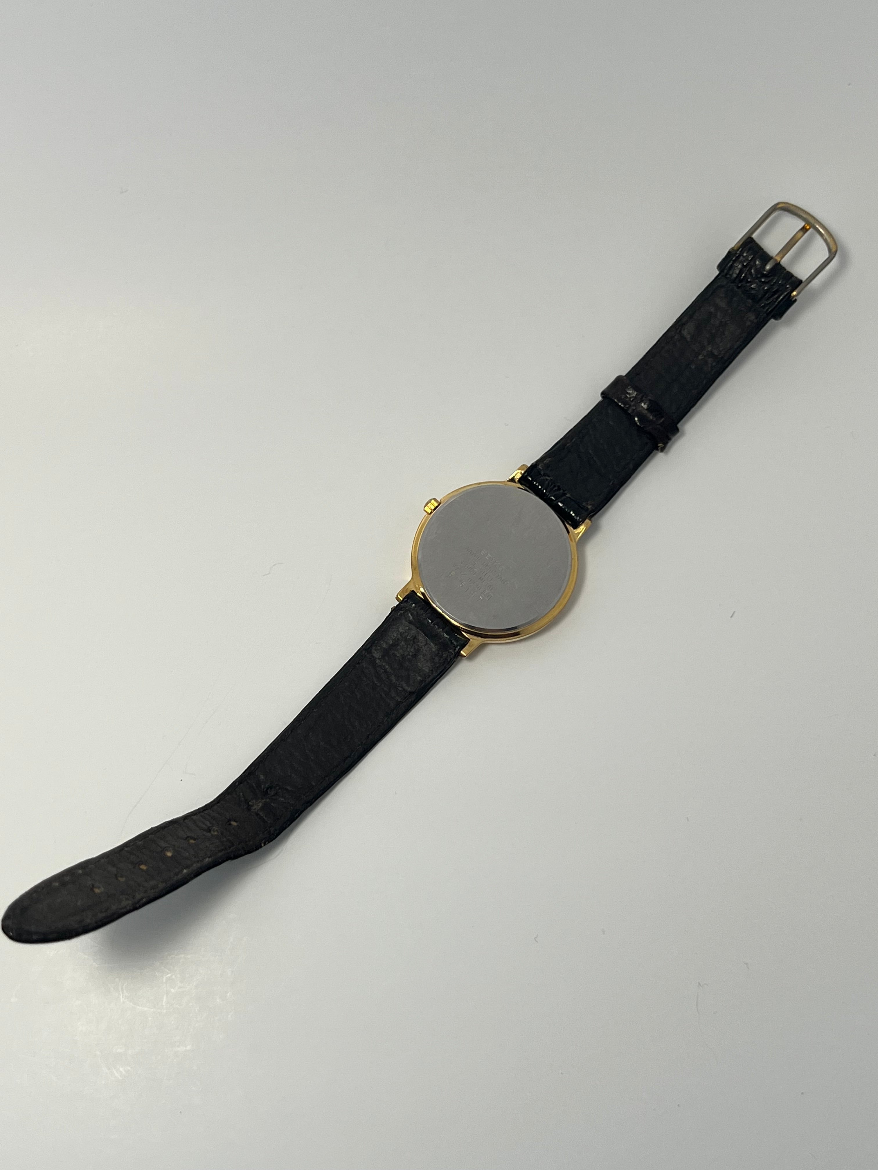 Men's Seiko V732-0220 Gold Tone Quartz Date Watch 33mm