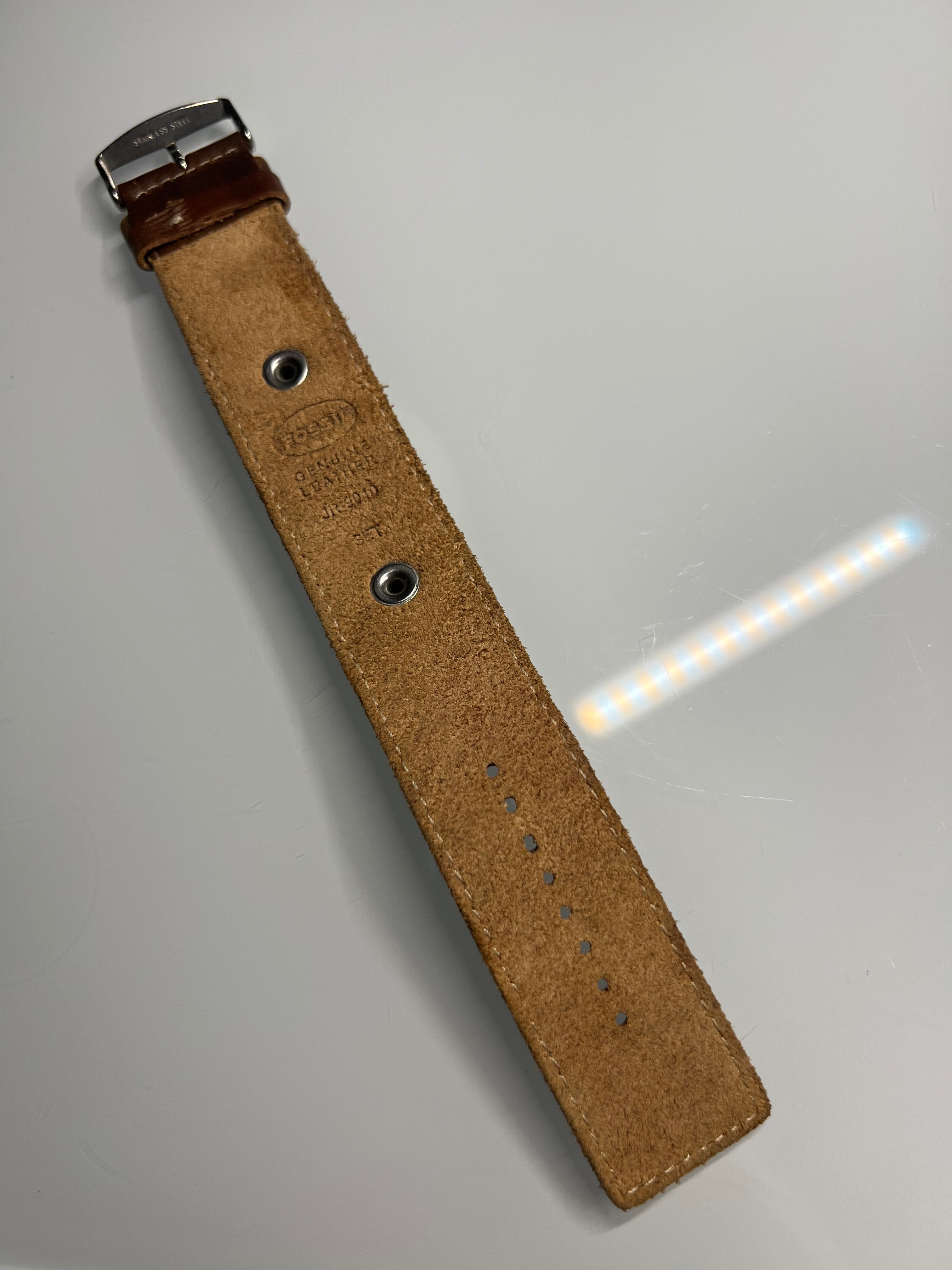 Fossil Watch Women’s 25mm Pink Silver Tone Date Wide Leather Cuff Band JR9010
