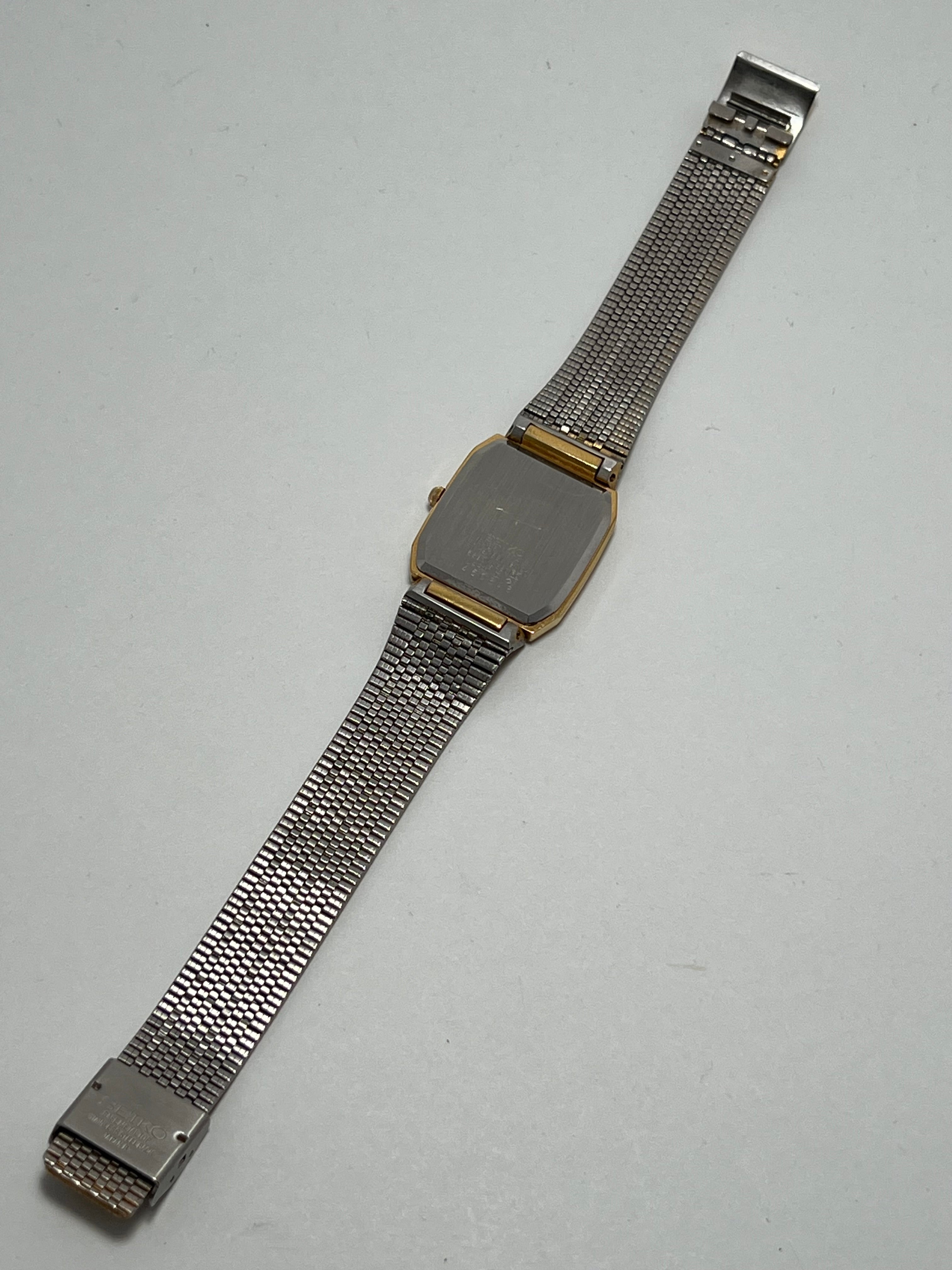 Seiko 6530-5350 Quartz Tank-Style Watch Unisex Gold Tone