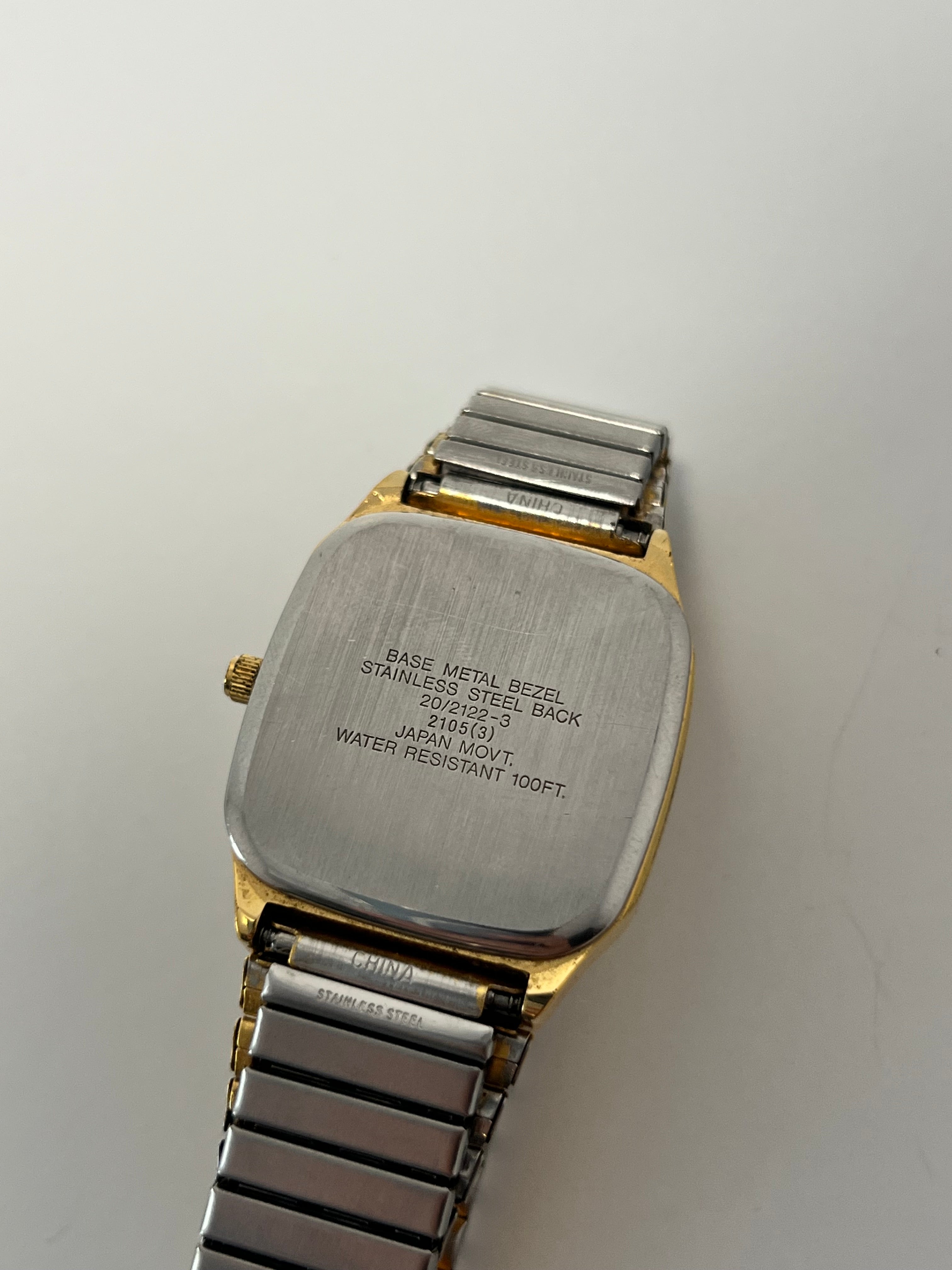 Armitron Watch Men 30mm Champagne Dial Gold Tone Daydate Rectangle