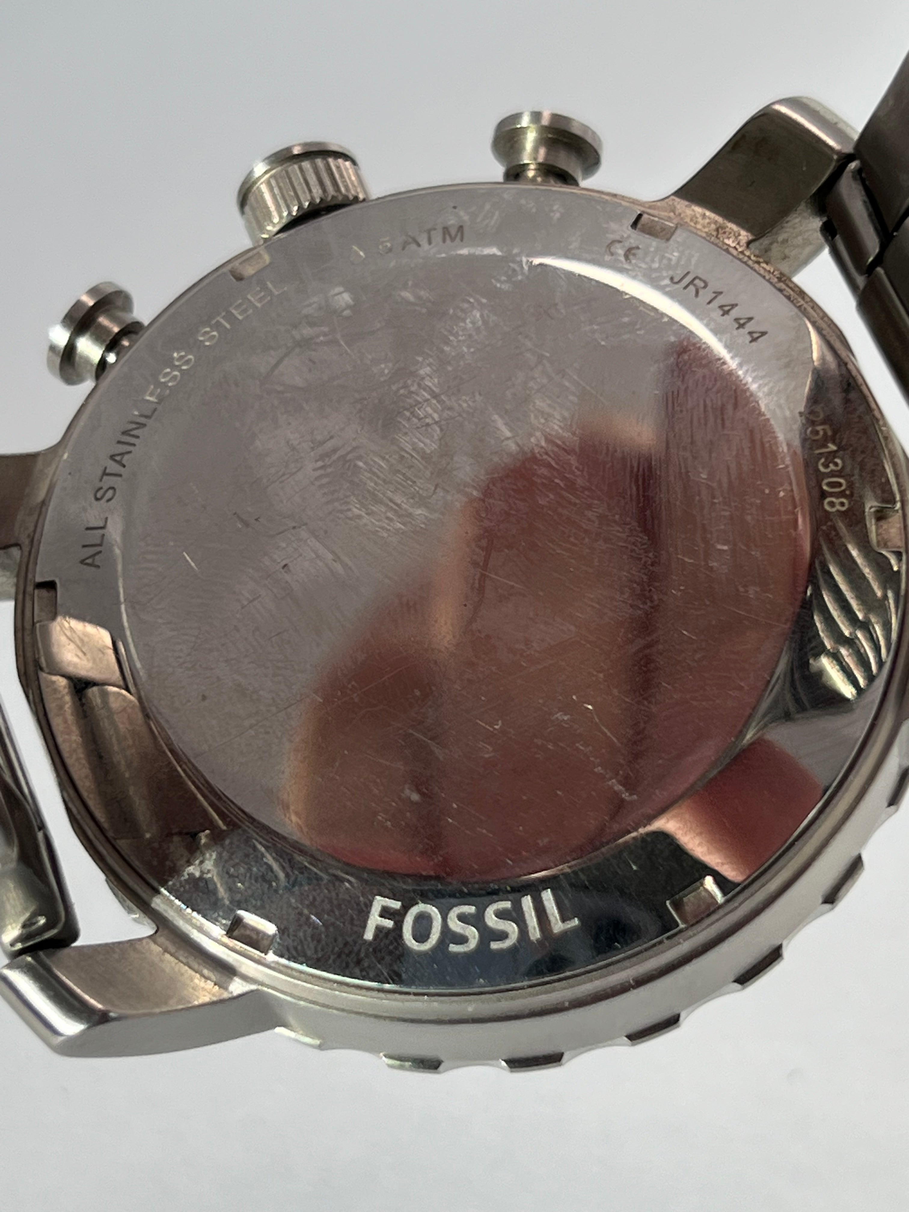 Fossil Nate Chronograph White Dial Men's Watch-JR1444
