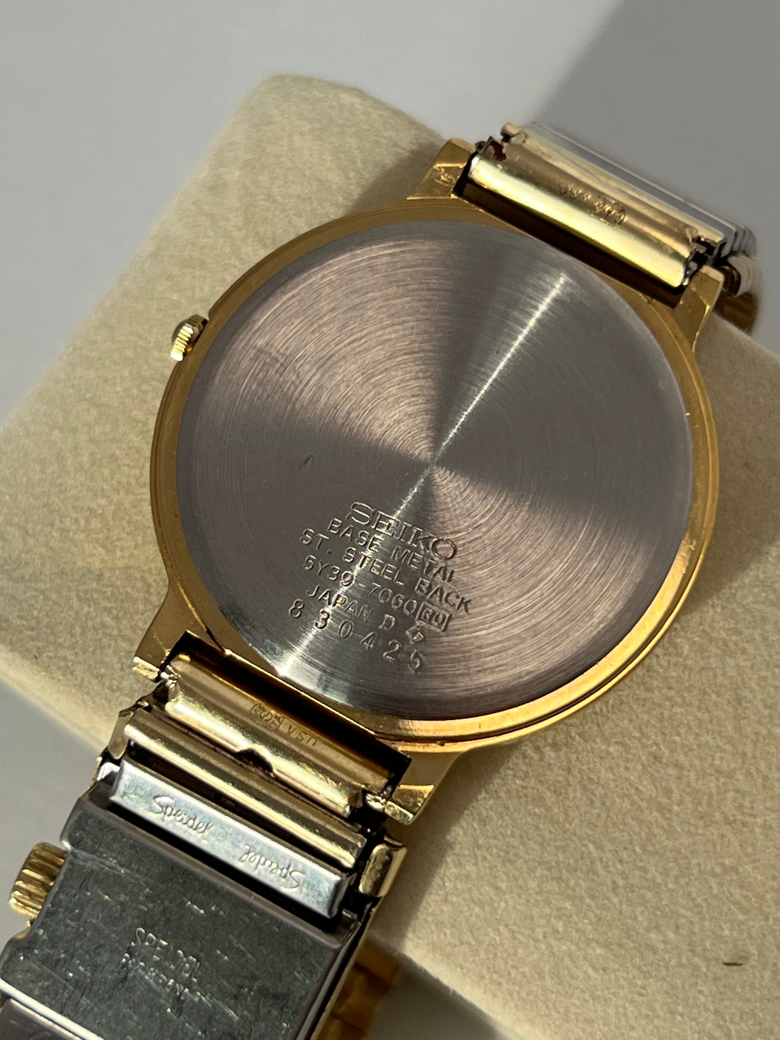 1993 Seiko 5y39-7060 Men’s Gold Tone Dress Quartz Watch with Calendar Bracelet