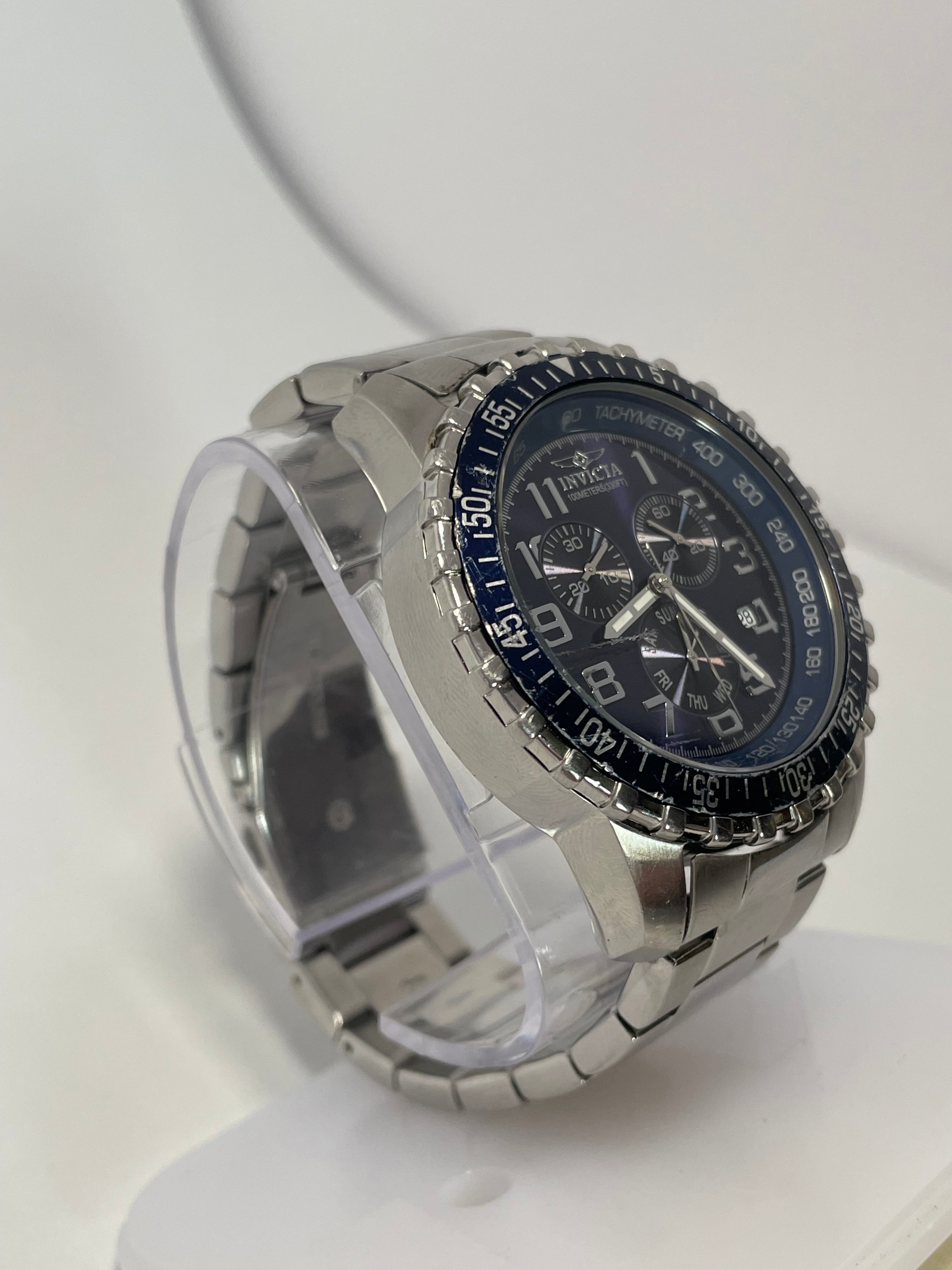 Invicta 6621 Men's 45mm Specialty Chronograph Blue Dial Silver Tone SS Watch