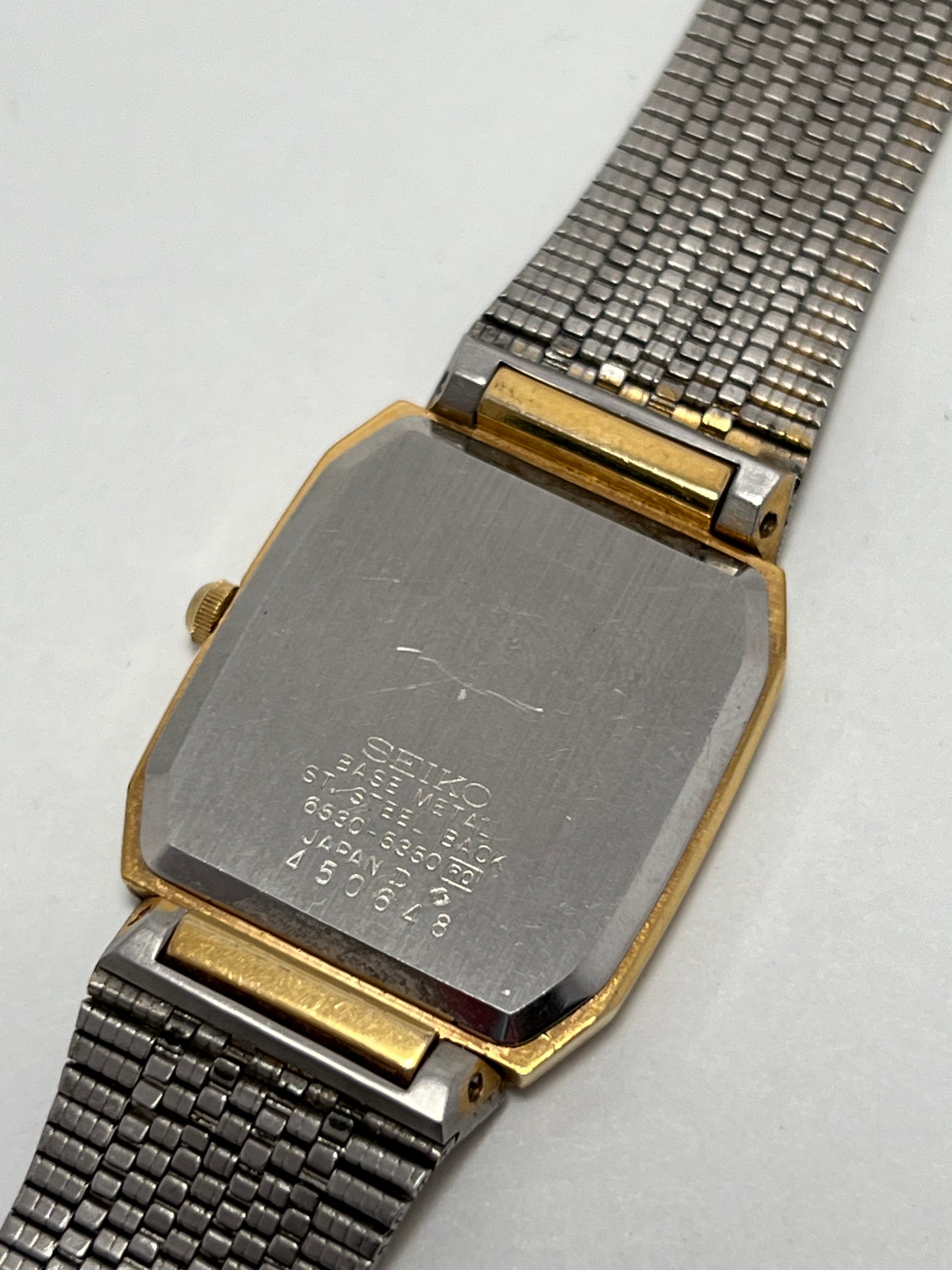 Seiko 6530-5350 Quartz Tank-Style Watch Unisex Gold Tone