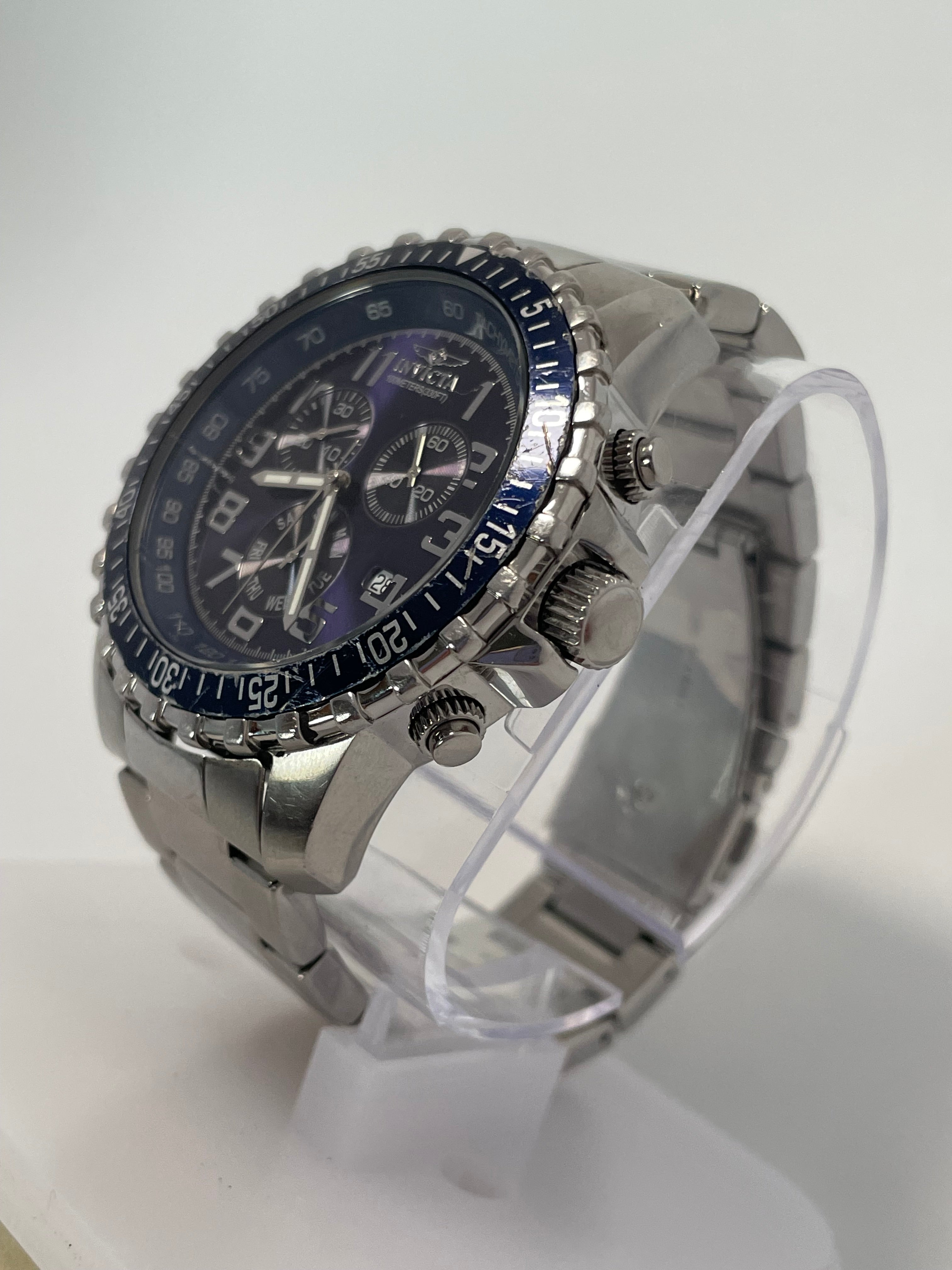 Invicta 6621 Men's 45mm Specialty Chronograph Blue Dial Silver Tone SS Watch