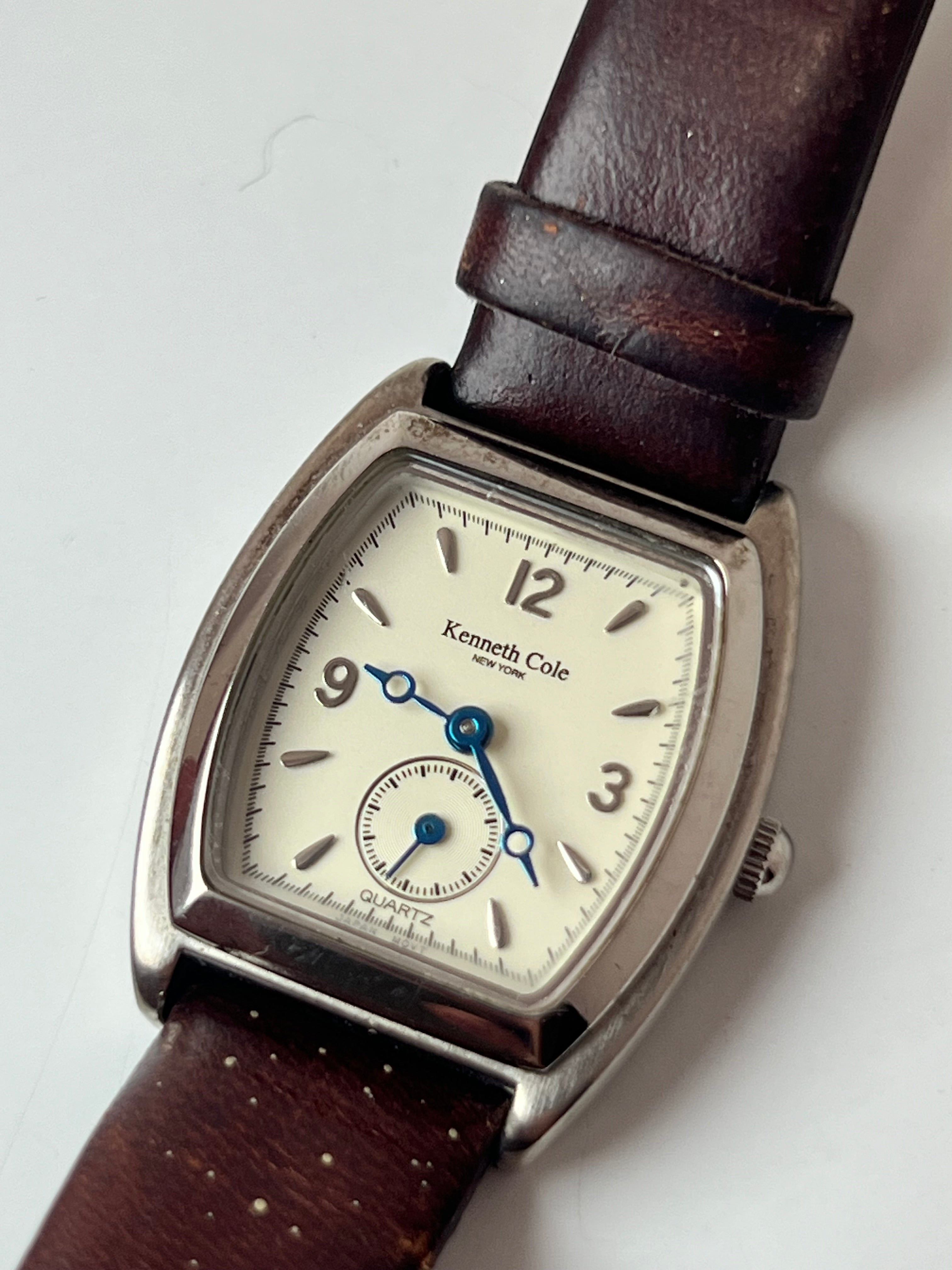 Kenneth Cole Women’s Quartz Watch Cream Dial Leather Strap