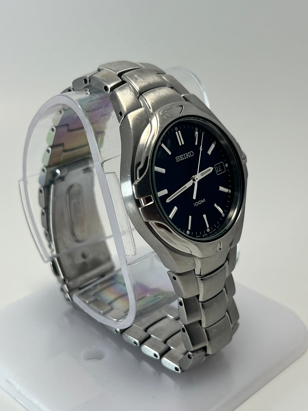Vintage Seiko Men's Quartz Watch 7N42-7C00 Blue Dial 38mm