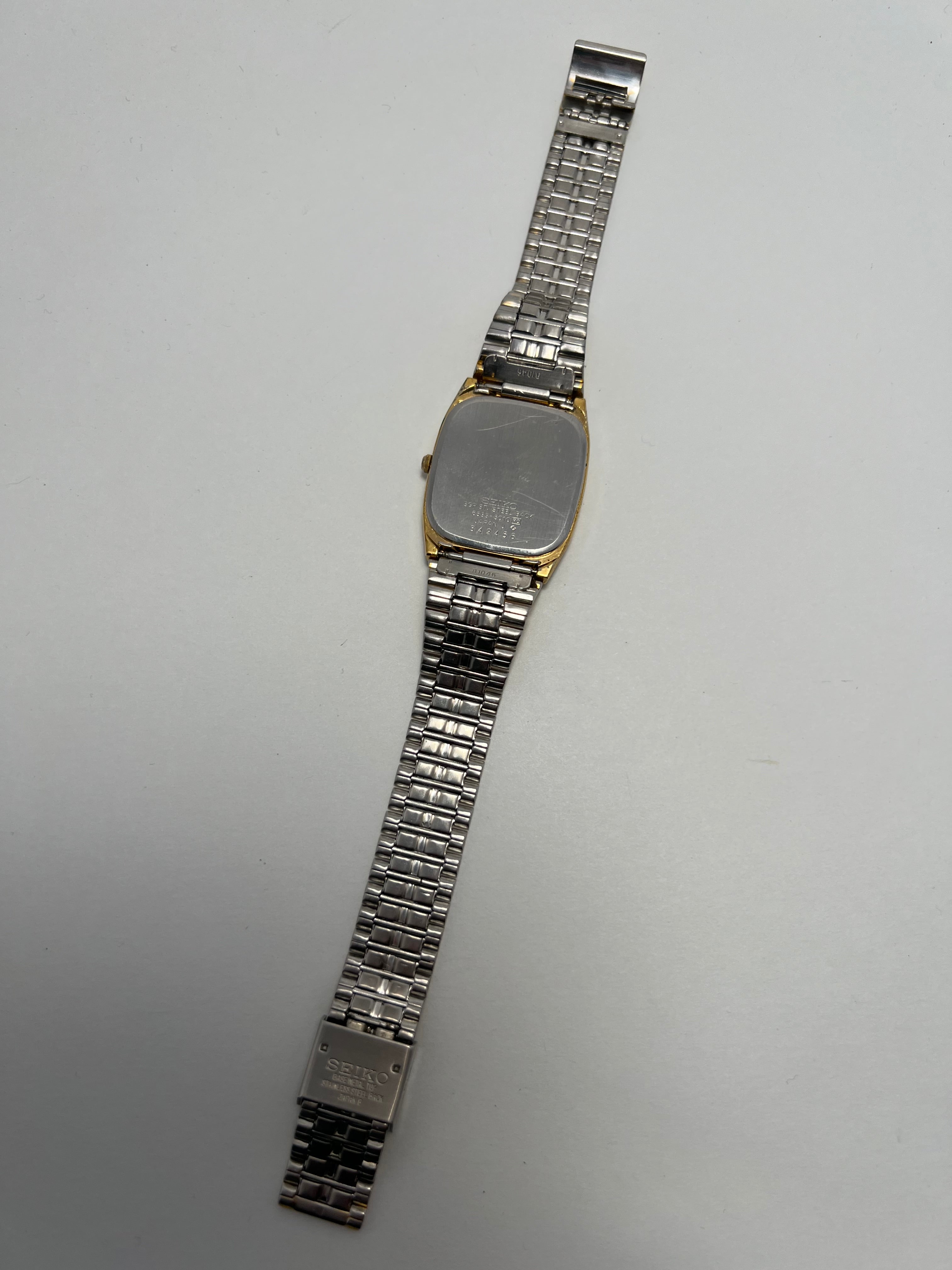 Seiko Watch Men 29mm Gold Dial Gold Tone Daydate Rectangle 6533-5010