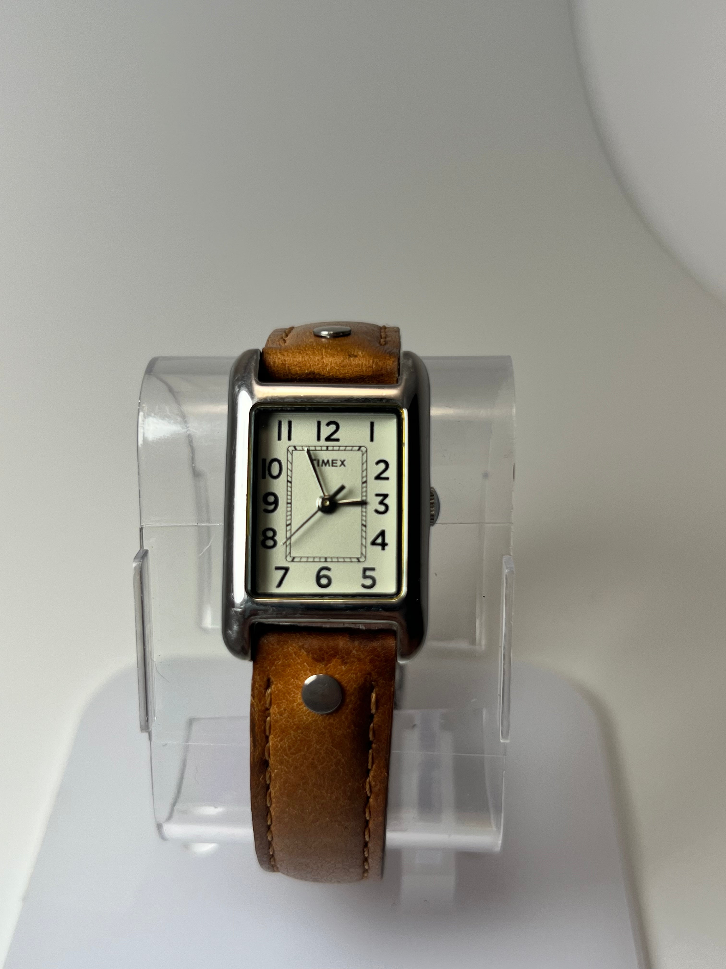 Timex Tank Cream Dial Leather Strap 20mm Womens Quartz Watch