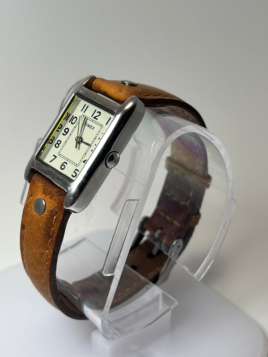Timex Tank Cream Dial Leather Strap 20mm Womens Quartz Watch