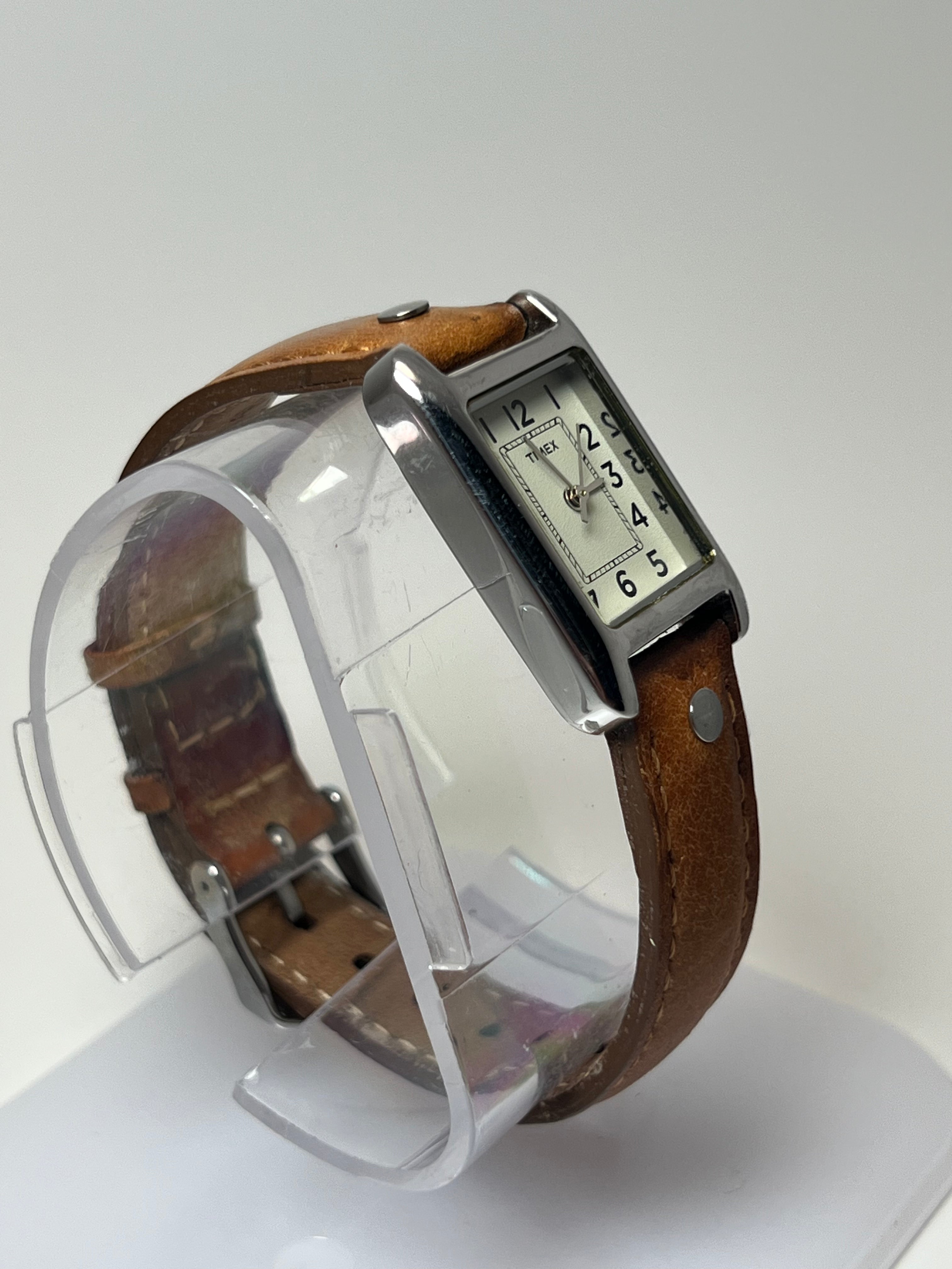 Timex Tank Cream Dial Leather Strap 20mm Womens Quartz Watch