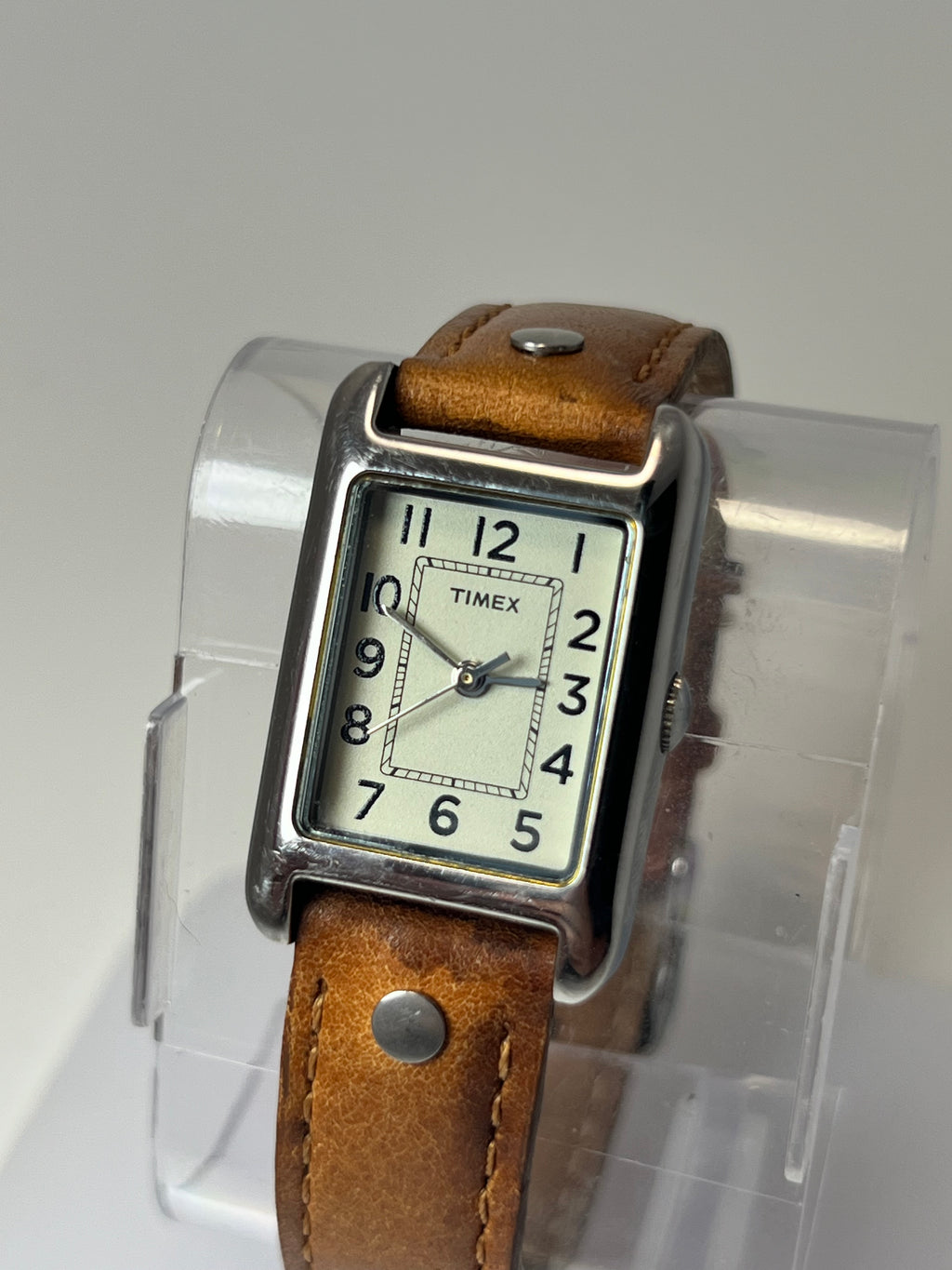 Timex Tank Cream Dial Leather Strap 20mm Womens Quartz Watch